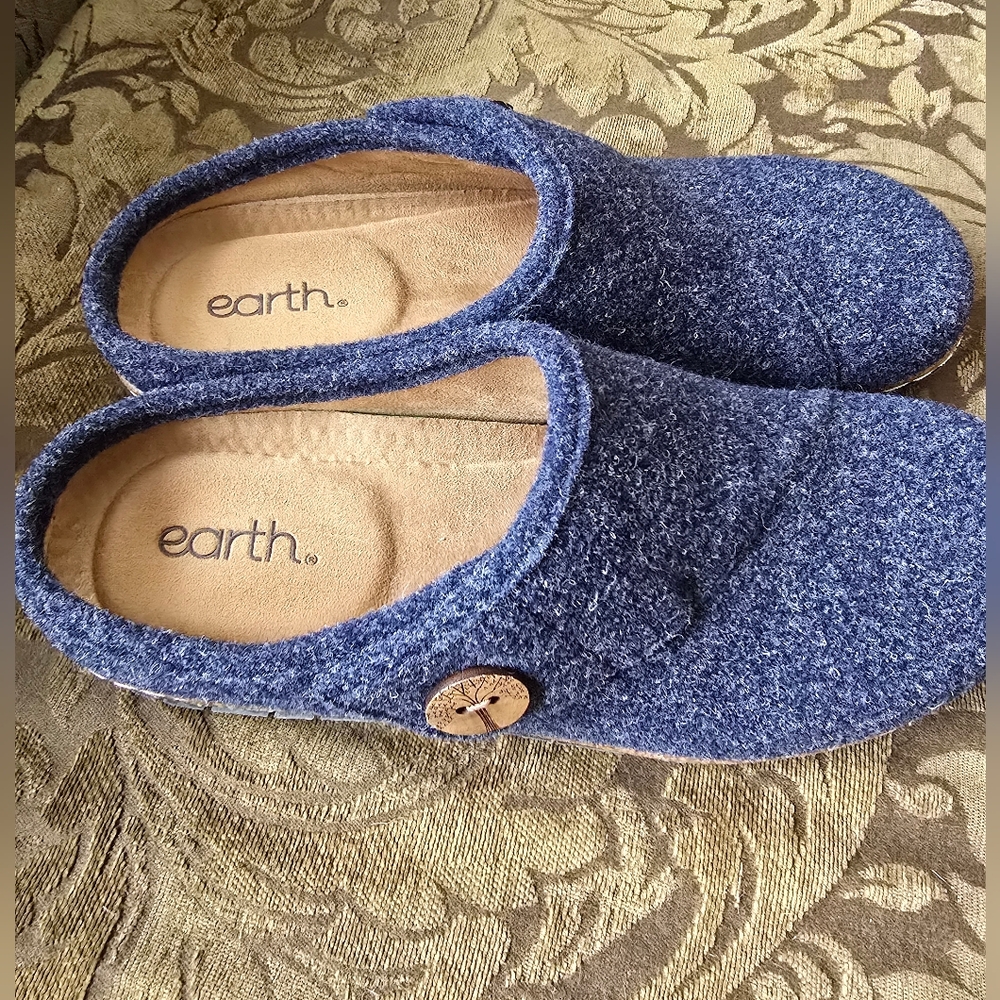 Earth Dark Blue Wool Slip-On Shoes - Picture 3 of 4